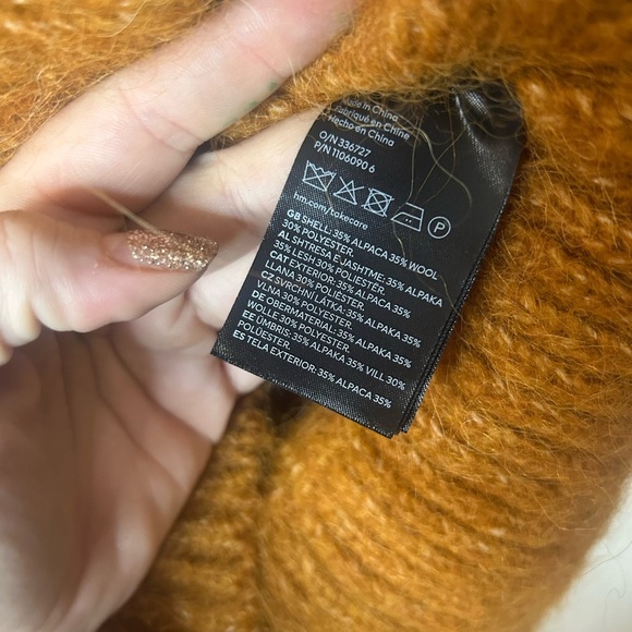 H&M Sweater Orange Design Wool Alpaca Pullover Round Neck Long Sleeve Size L - Picture 7 of 7